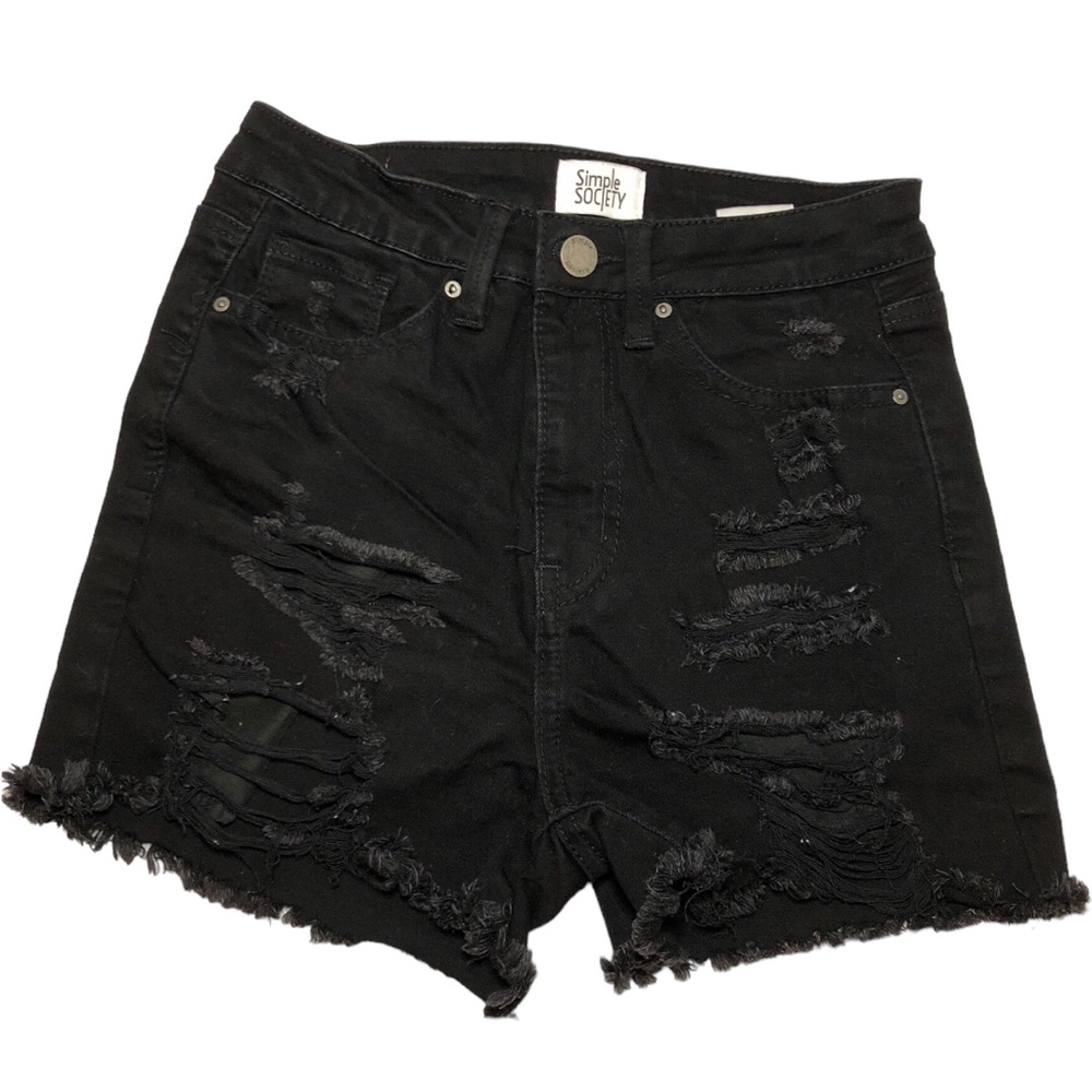 Simple Society Black High Rise Cut Off Shorts